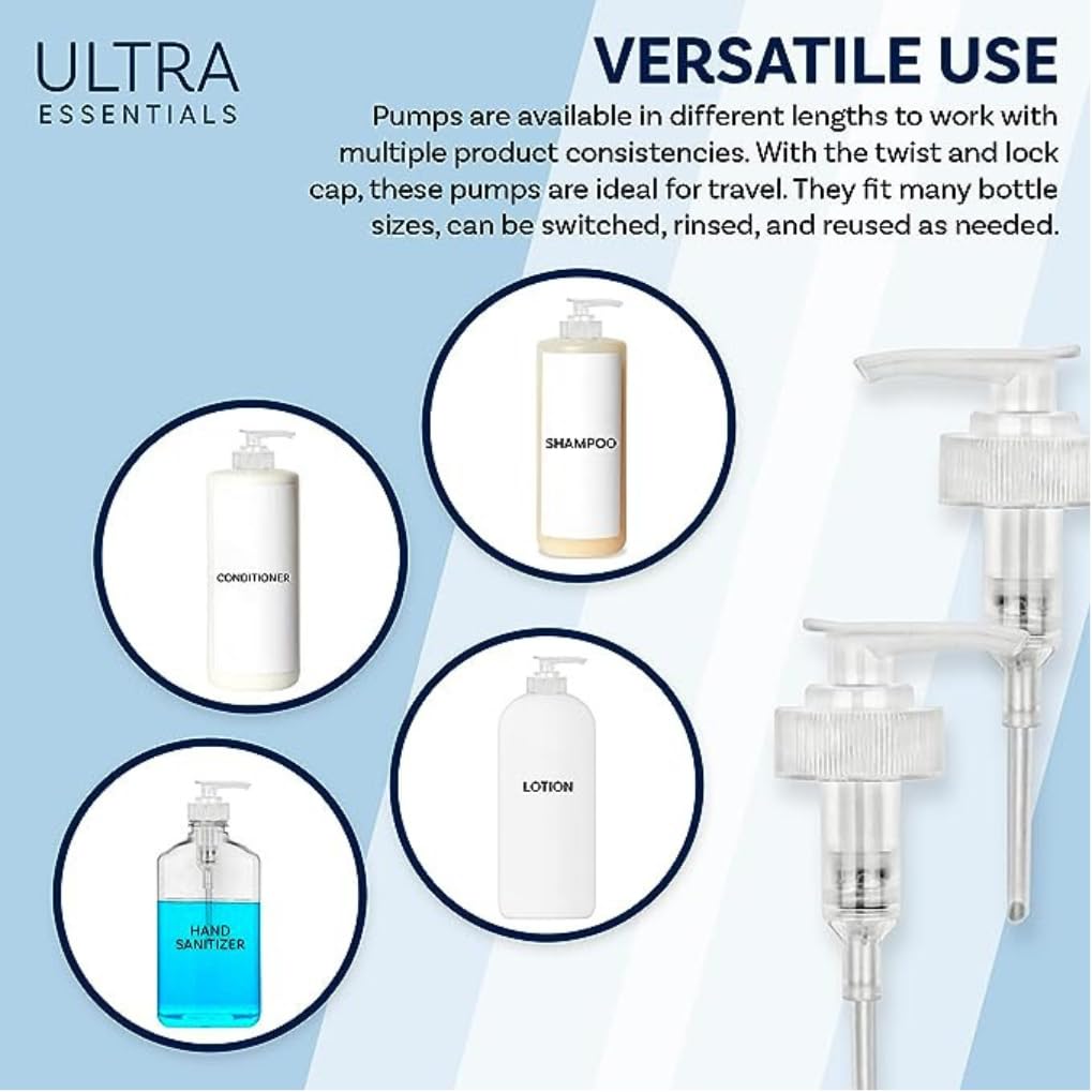 Dispenser Pumps Compatible with Olaplex No. 4 Shampoo and No. 5 Conditioner 8.5 oz, 250 ml Size Bottles, Ultra Essentials