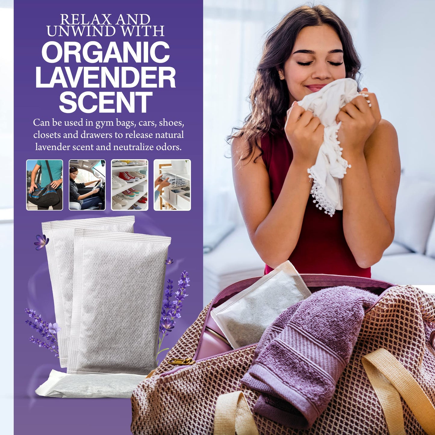 Lavender Dryer Sachets to Freshen Your Laundry, 6 Pack & 6 XL Wool Dryer Balls plus 12 Large Safety Pins to Prevent Static, Bundle