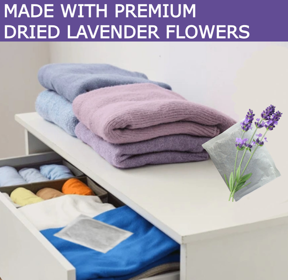 A+ Lavender Sachets for Dryer, Closet & Drawer Fragrance, Freshens Laundry Up to 5 Cycles, Odor Eliminator for Pets, Shoes, Gym Bags, & Cars, Sweater Storage with Premium Extra Dried Flowers (6 Pack)